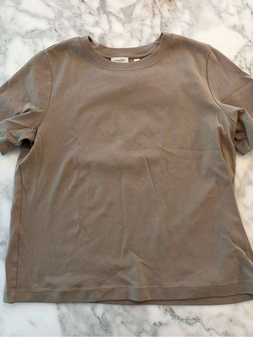 Babaton Short Sleeve Crew Tee in Taupe Brown